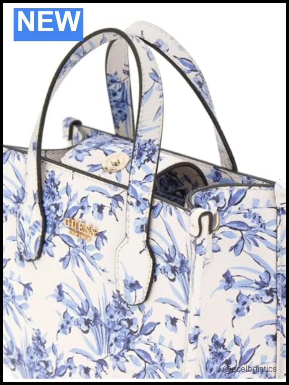 Faux Saffiano Leather Mini Tote Bag with Gold Hardware, 2 Compartments